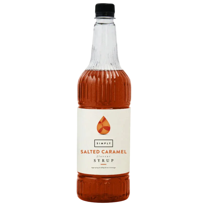 1 Litre bottle of Simply Salted Caramel Syrup for coffee and gourmet beverages