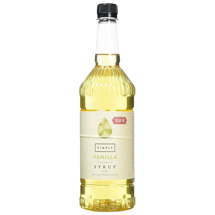 1 Litre bottle of Simply Vanilla Sugar Free Syrup for coffee and low-calorie beverages