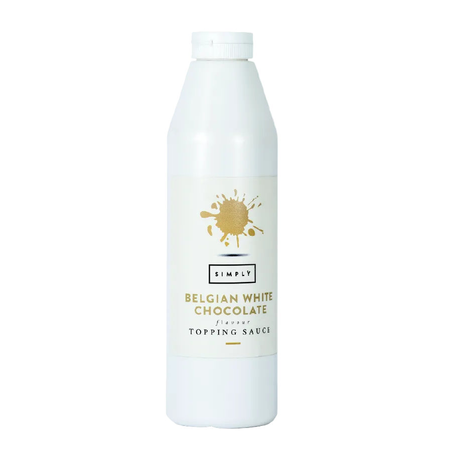 1kg bottle of Simply White Chocolate Sauce for coffee and dessert decoration