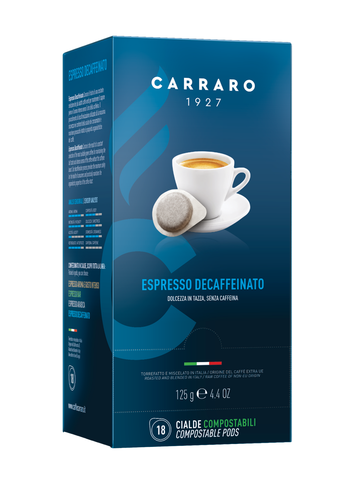 Carraro Decaf Italian ESE Espresso Pods 150 x 7g